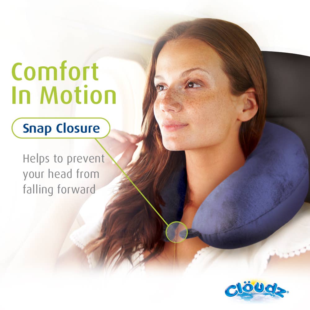 Cloudz Microbead Travel Neck Pillow - Navy Blue