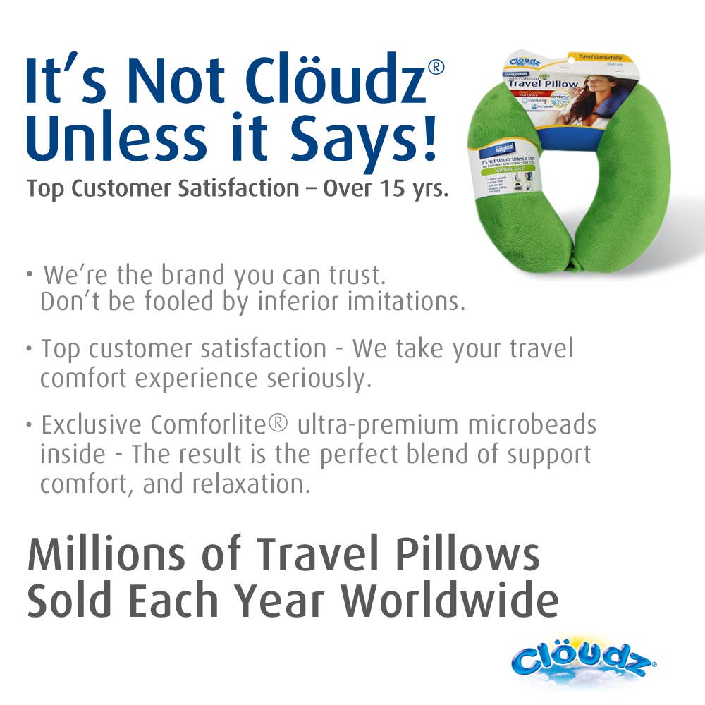 Cloudz Microbead Travel Neck Pillow - Navy Blue