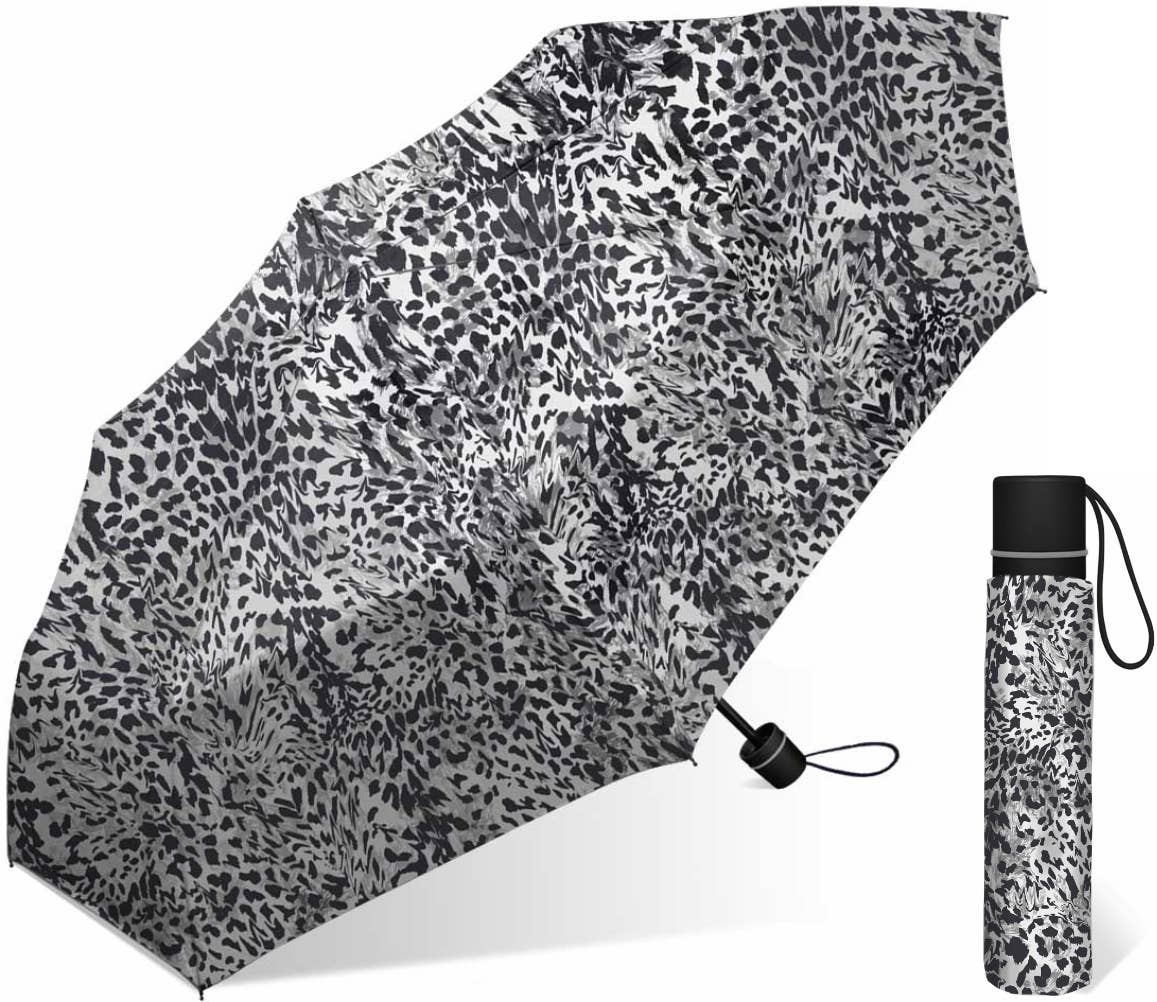 Nicole Miller 42" Manual Super Mini Umbrella - Blk/Wh Animal